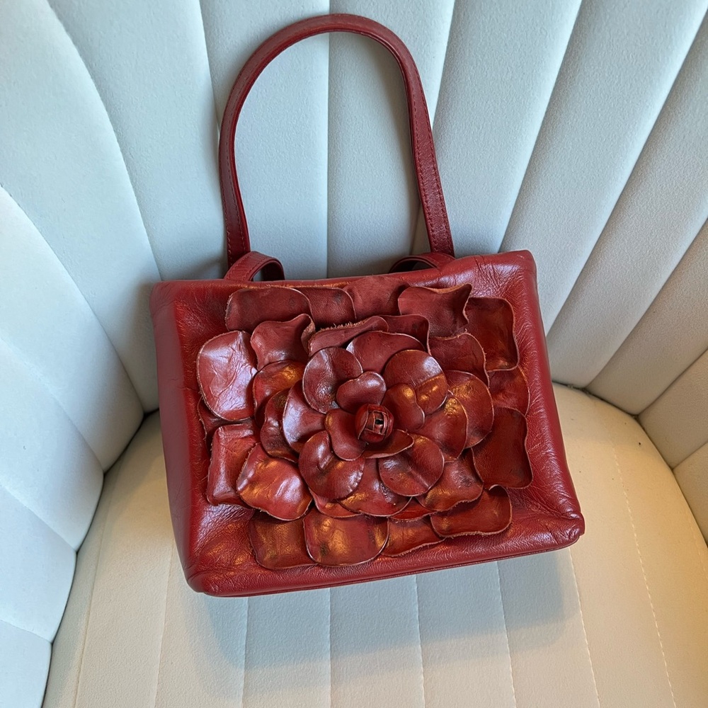 PAOLO MASI Red Leather Made in Italy Evening Wedding Bag Purse Handbag